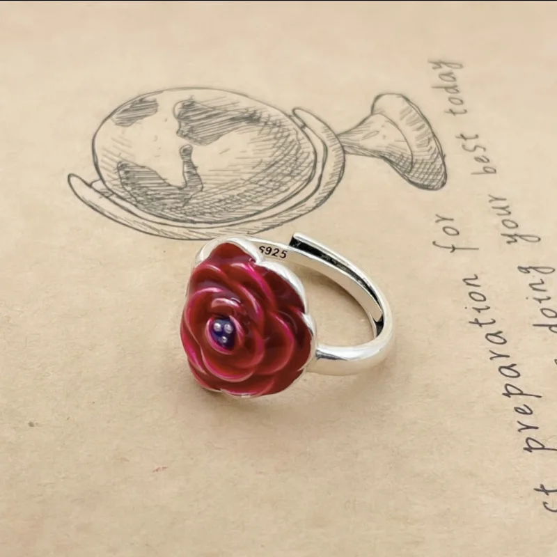 LH ретро винтаж винтажный персонализированный этнический стиль красный пигмент кольцо с красной розой