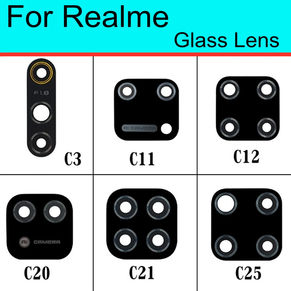 Замена стеклянного объектива камеры заднего вида для Realme C11 C3 C12 C15 C20 C21 C25 Стеклянный объектив камеры заднего вида