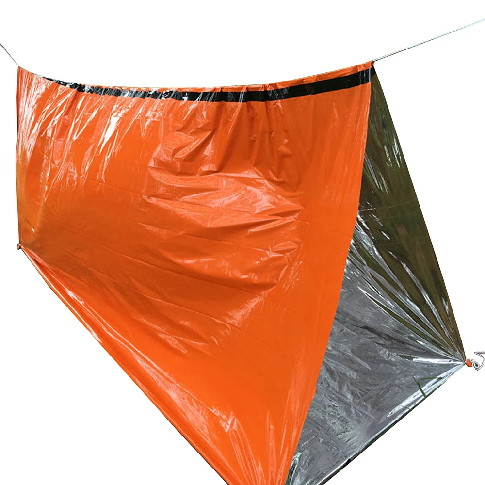 Портативный Легкий Аварийный спальный мешок на открытом воздухе с мешком на шнурке для кемпинга, Набор для выживания в аварийной тепловой палатке