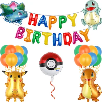 1 Комплект воздушных шаров из алюминиевой пленки Pokemon, украшения для детского дня рождения, детские игрушки с рисунком Пикачу из мультфильма Globos