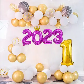 1 комплект воздушных шаров с номерами, надувных экологически чистых, прочных, яркого цвета, улучшающих атмосферу 2023 Счастливого фестиваля, Воздушный шар из фольги для дома