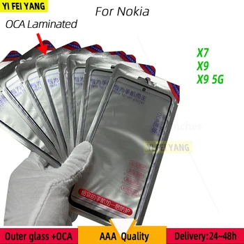 10 шт./лот, Переднее СТЕКЛО + Внешняя линза OCA LCD для Nokia X7 X9 с сенсорным экраном 5G