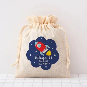 100шт Персонализированный пакет конфет с логотипом для девочек на один день рождения сумка на шнурке на заказ для мальчиков подарочные пакеты для душа ребенка