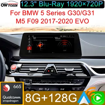 1920 ×720P Snapdragon 665 Android 12 8G + 128G Автомобильный GPS-Радиоприемник Для BMW 5 Серии G30 G31 F09 EVO 2017-2020 CarPlay Головное устройство Авторадио