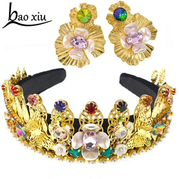 2019 Новая винтажная индивидуальность Роскошная цветочная повязка на голову в стиле барокко с преувеличенным жемчугом свадебная корона на голову свадебные украшения