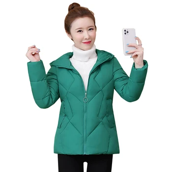 2021 Женская Зимняя хлопчатобумажная куртка с капюшоном, Модная теплая парка, женское осенне-зимнее пальто