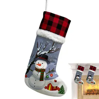 2022 Рождественские носки Снеговик Лось Санта Медведь Узор Вязание Рождественский мешок для чулок Рождественский подарок Рождественские украшения для дома
