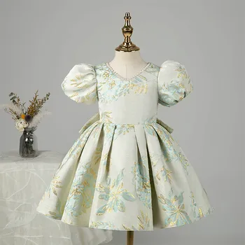 2023 Бальное платье с испанским цветочным жемчугом для девочек, детские платья принцессы в стиле Лолиты, платье на День рождения и крестины для младенцев, одежда для бутиков для девочек