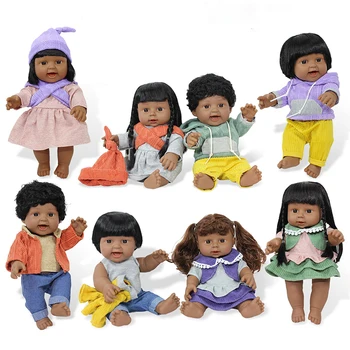 30 см Африканская черная куколка Повседневная одежда 12 дюймов Куклы-реборны для маленьких девочек и мальчиков, игрушки с улыбающимся лицом для детей, подарки на день рождения