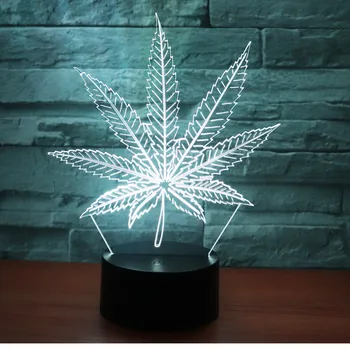 3D светодиодный ночник, фигурка из девяти лепестков и листьев, 7 цветов, сенсорная настольная лампа с оптической иллюзией, модель украшения дома