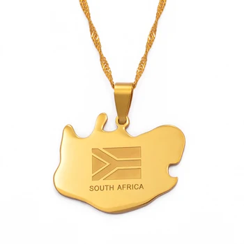 Anniyo Карта Южной Африки подвесные ожерелья ювелирные изделия золотого цвета, карты стран Африки карта южноафриканцев #001921