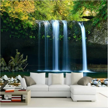 beibehang Большие обои на заказ 3D водопады вода диван спальня телевизор река ТВ фон стены украшение дома живопись