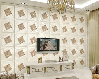 beibehang Пользовательские 3D обои фреска трехмерная роскошная рельефная решетка простая европейская белая мягкая упаковка фоновая стена
