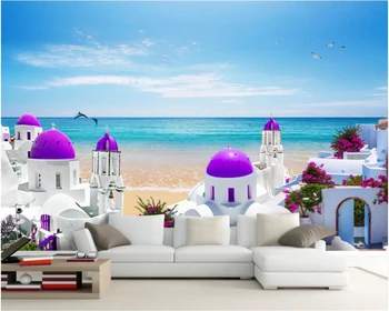 beibehang Средиземноморская мода обои пляж морская красота красивый скандинавский пейзаж ТВ фон papel de parede 3D обои