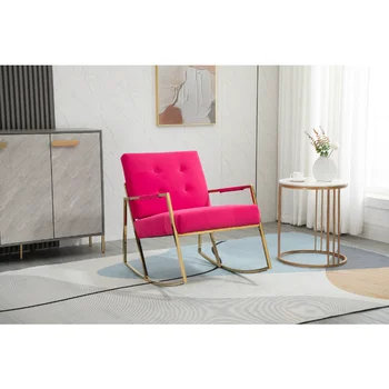 COOLMORE Accent Chair \ Кресло-качалка для отдыха с ножками из нержавеющей стали, красный Полиэстер [На складе в США]