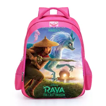 Disney Raya and The Last Dragon Girls Детские розовые сумки для школьных книг Студенческий рюкзак Kawaii для школьников 3-10 лет