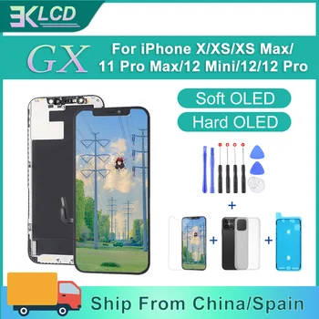 GX OLED Pantalla Для iPhone X XS Max 11 Pro Max 12 Pro ЖК-Дисплей С Цифровым Преобразователем Экрана В Сборе Без Битых Пикселей Запасные Части