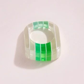 HuaTang Green Fresh Acrylic Stripe Ring Single Персонализированный Универсальный Унисекс Party23879