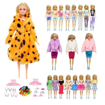 Kawaii 63 шт. / лот, аксессуары для кукол, детские игрушки, модные пальто для кукол, платье, одежда, бесплатная доставка, вещи для Барби, подарок своими руками