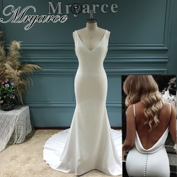 Mryarce Simply Elegant Гибкое свадебное платье Русалки с капюшоном из крепа, Сексуальные Свадебные платья