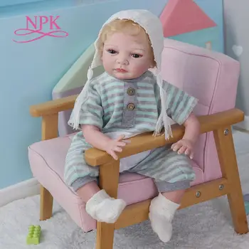 NPK 55 СМ малышка со светлыми волосами коллекционная художественная кукла bebe doll reborn реалистичное мягкое на ощупь тело новорожденного ребенка