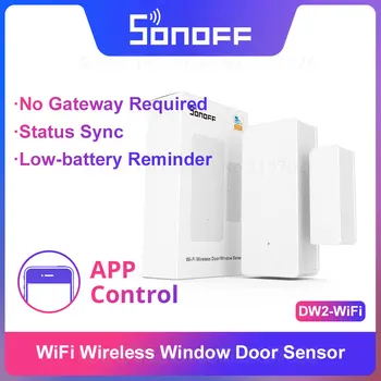 Sonoff DW2-WiFi Беспроводной Датчик безопасности Двери / окна, Оповещение о тревоге, Интеллектуальная сцена через приложение eWeLink, Поддержка устройств Sonoff IFTTT