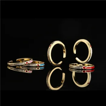 V & YIDOU Copper plating18KGold Love drop oil геометрическое открытое кольцо для женщин R858