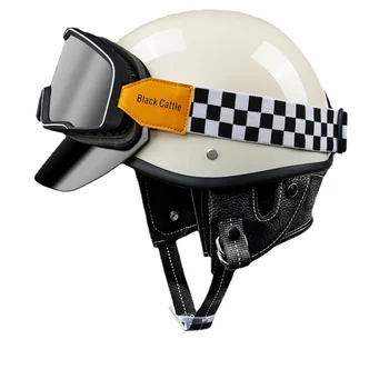 YY Винтажный мотоциклетный шлем, Электрический мотоциклетный мужской шлем в форме ковша, Защитный шлем