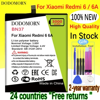 Аккумулятор DODOMORN BN37 Для Xiaomi Redmi 6 Redmi6 6A Высококачественный Смартфон/Смарт-Мобильный Телефон + Номер Отслеживания