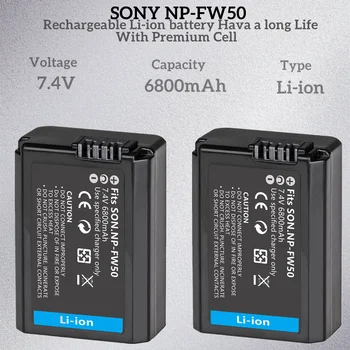 Аккумуляторная батарея 6800mahNP-FW50camera, циклически совместимая с Sony alpha6000, a6500, a6300, a6400, a7, a7ii, a7rii, a7sii, a7s2, a7r