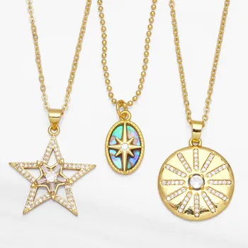 Андралин Звезда циркон ожерелье женский дизайн ниши геометрический круглый бренд подвеска в виде астеризма цепочка для ключиц оптом