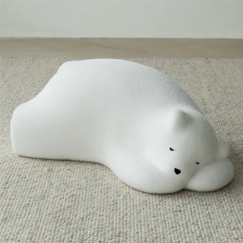 Белый медведь Ленивый диван Спящий медведь Креативное кресло с сиденьем для животных Кремовый ветрозащитный одноместный диван