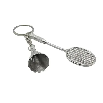 Брелок для спортивных ключей с ракеткой для бадминтона Серебристого цвета, бронзовый металлический брелок для ключей, мужской подарок, модный брелок ручной работы