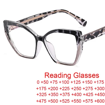 Бренд Cat Eye Увеличительные Очки Для Чтения Женская Мода Большая Оправа Женские Очки Компьютерные Анти-Синие Световые Очки Oculos TR90