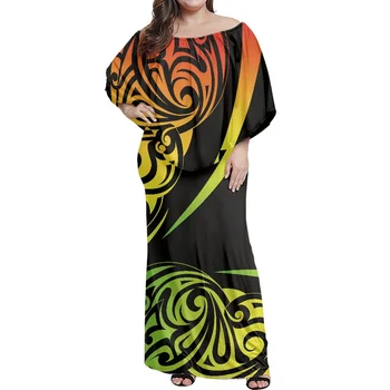 Высококачественное модное платье с коротким рукавом и открытыми плечами Элегантное и удобное клубное платье на заказ с полинезийским племенным принтом