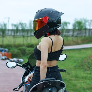 Гоночный мотоциклетный шлем с двойными линзами, полный шлем Casco Capacete, защитная точка