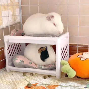 [ГОТОВЫЙ АССОРТИМЕНТ] Двухъярусная кровать для домашних животных, простой в установке уголок-убежище для морской свинки, хомяка, мелкого животного (без подушки)