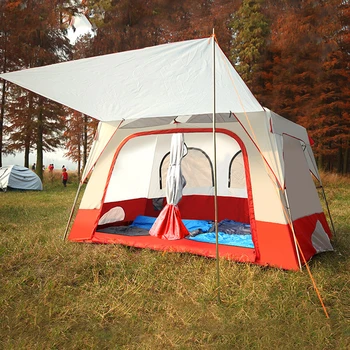 Двухкомнатные палатки кемпинг с большими выдвижными палатками pace автоматические на 5-8 человек с занавеской