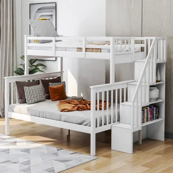 Двухъярусная кровать Irway Twin с местом для хранения и ограждением для спальни\  Белый цвет (СТАРЫЙ артикул: LP000019AAK) Белый
