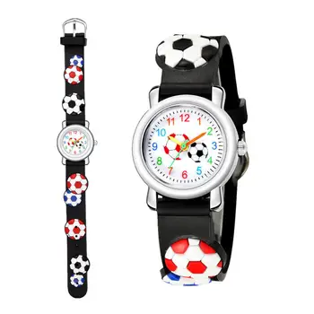 Детские часы с мультяшным 3D футбольным рисунком Наручные часы для мальчиков и девочек Кварцевые наручные часы Детские Студенческие часы с пряжкой Наручные часы