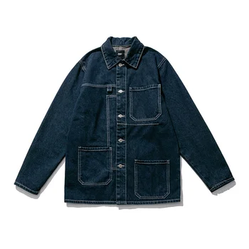 Джинсовая куртка Cityboy, мужская Японская уличная одежда, Amekaji, Модное Свободное повседневное Винтажное пальто-карго, Мужское джинсовое пальто