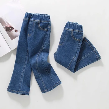 Джинсы для девочки, однотонные джинсы, детские джинсы для девочек, весна-осень, детская одежда в повседневном стиле
