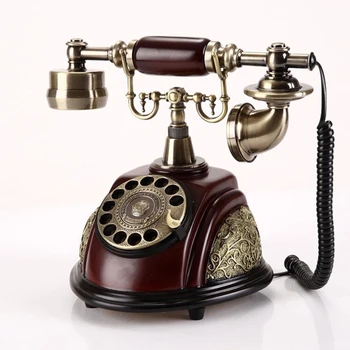 Домашний Настольный беспроводной телефон с имитацией меди из смолы в винтажном стиле с поворотным набором номера, старомодный стационарный телефон