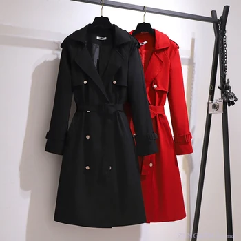 Женская весенне-осенняя куртка большого размера с новым корейским воротником, средней и длинной талией, тонкая повседневная утягивающая ветровка 130kg6xl