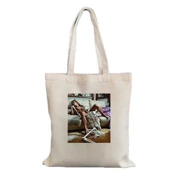 Женская сумка-тоут с забавным принтом для сексуальных девушек, женская сумка для покупок в стиле харадзюку, женская сумка для покупок на плечо, женская холщовая сумка для покупок