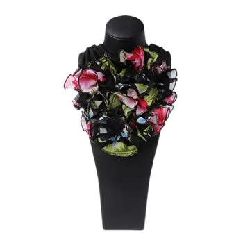 Женский шарф с цветочным воротником, роскошный шейный платок с цветочным принтом, кольцо для шеи, шарфы
