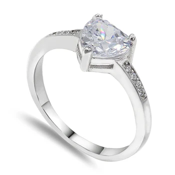 Женское кольцо из стерлингового серебра 925 пробы, CZ Heart Love, Элегантные Свадебные Обручальные кольца для женщин, подарок на День Святого Валентина, модные украшения