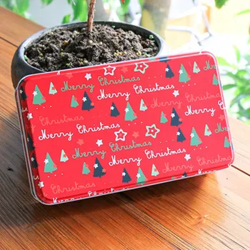 Жестяная коробка для подарков под Рождественскую елку Рождественский подарок для старейшин Коробка для хранения консервов для закусок, печенья Подарочная коробка для выпечки Старая Прямоугольная жестяная коробка