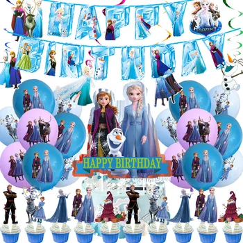 Замороженные украшения для вечеринки, украшение для детского дня рождения принцессы Эльзы, баннеры из латексных воздушных шаров, Топпер для торта, спираль, Подставка для душа ребенка