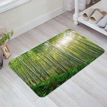 Зеленый бамбуковый лес Солнечный свет, Декоративный противоскользящий ковер для ванной, Ванная комната, кухня, спальня, коврики для пола, мягкий коврик для входа в помещение